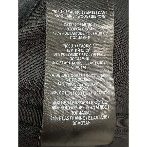 Balmain Wool Button Accent Square-Neck Sleeveless Mini Dress Black Size 34 - Picture 4 of 6